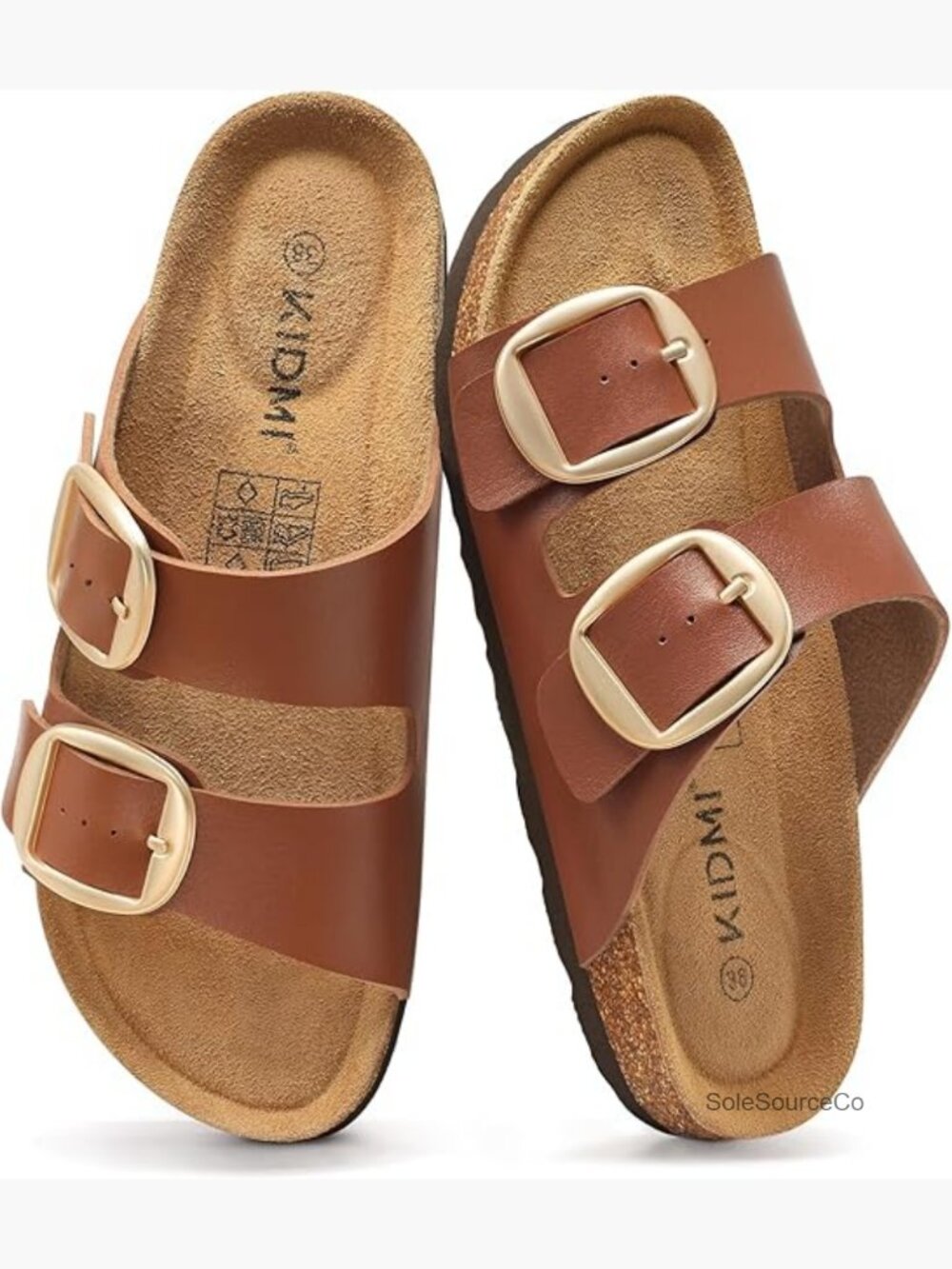 Women's Cork Footbed Slide Sandals Arch Support Adjustable Buckle Summer